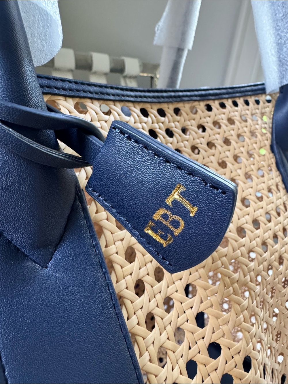 Mark & Graham Waterproof Caning Tote in Navy - Picture 4 of 13